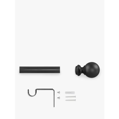 Umbra Cast Iron Effect Extendable Curtain Pole Kit, Dia.25/28mm Black | L183-366cm