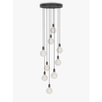 Tala Graphite Nine Pendant Cluster Ceiling Light with Sphere IV ES LED Dim to Warm Globe Bulbs, Black Black | H5 x Dia.50.8cm