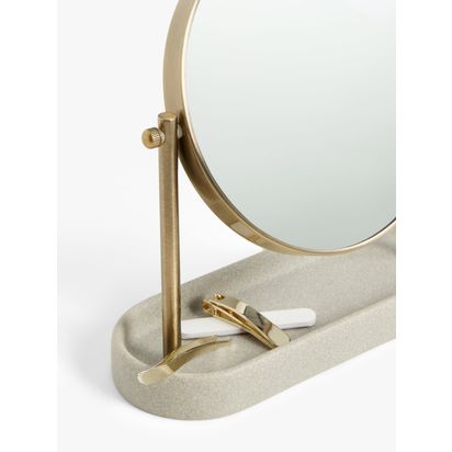 John Lewis Drift Brass Finish Pedestal Mirror, Natural Natural | H22.5 x W23.5 x D8.2cm