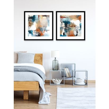 John Lewis Natasha Barnes 'Continuity' Abstract Framed Print & Mount, Set of 2, 61.5 x 61.5cm, Multi Mutli | H61.5 x W61.5 x D2.8cm
