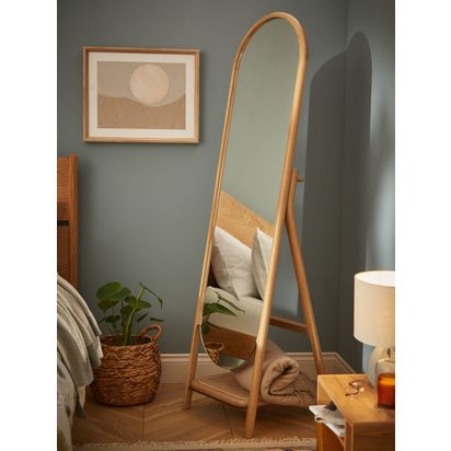 John Lewis Rattan Freestanding Mirror Oak | H175.3 x W50.6 x D48cm