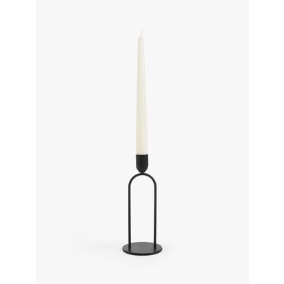 John Lewis Steel Elevated Candle Holder Black | H20 x W8.3 x D8.3cm