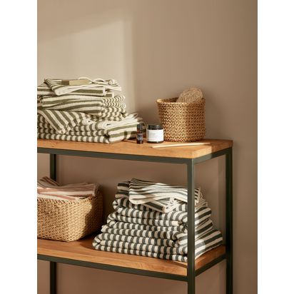 John Lewis Fine Stripe Towels Graphite | H90 x W50cm