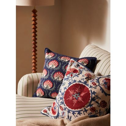 John Lewis Suzani Floral Cushion Carmine | 50 x 50cm