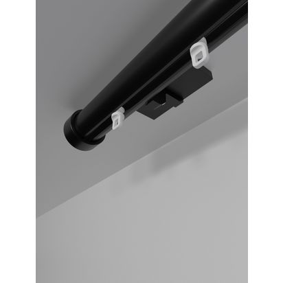 John Lewis Select Gliding Curtain Pole with Stud Finial, Ceiling Fix, Dia.30mm Satin Soft Black | L270cm