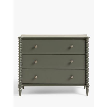 John Lewis Bobbin 3 Drawer Chest Green | H85 x W103.4 x D48.7cm