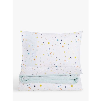 little home at John Lewis Space Star Pure Cotton Duvet Cover and Pillowcase Set Multi | Single: L200 x W135cm, Pillowcase: L75 x W50cm
