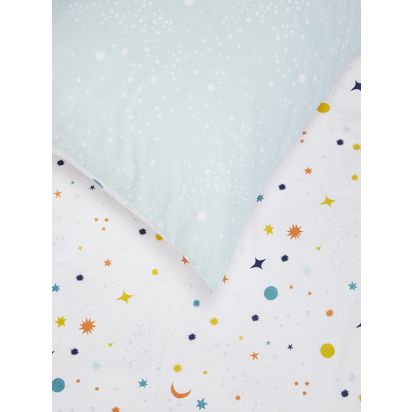 little home at John Lewis Space Star Pure Cotton Duvet Cover and Pillowcase Set Multi | Single: L200 x W135cm, Pillowcase: L75 x W50cm