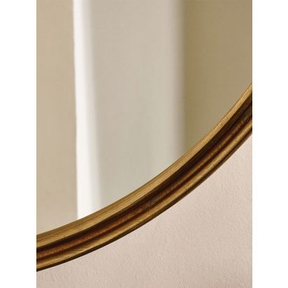 Nkuku Almora Round Metal Wall Mirror, 88cm, Antique Brass Antique Brass | D3 x Dia.88cm