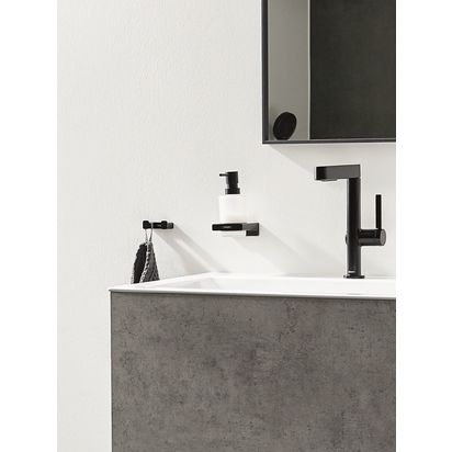 Hansgrohe AddStoris Wall-Mounted Double Towel Hook Matt Black | H2.1 x W6.6 x D3.6cm