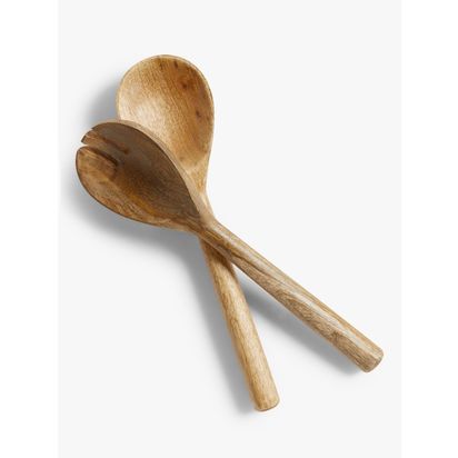 John Lewis Salad Servers, FSC-Certified (Mango Wood), Natural Natural | H3 x W7 x D28cm
