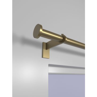 John Lewis Select Eyelet Curtain Pole with Disc Finial, Wall Fix, Dia.25mm Satin Gold | H70 x W127 x D2000mm