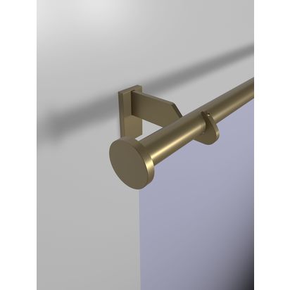 John Lewis Select Eyelet Curtain Pole with Disc Finial, Wall Fix, Dia.25mm Satin Gold | H70 x W127 x D2000mm