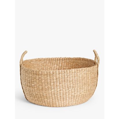 John Lewis Slouchy Seagrass Low Storage Basket, Natural Natural | H32 x W48 x D49cm