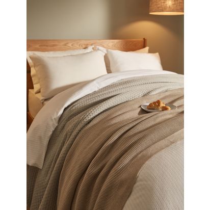 John Lewis Rye Plain Knit Throw Nougat | W140 X L190cm