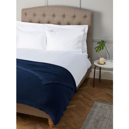 John Lewis Rye Plain Knit Throw Navy Marl | W140 X L190cm