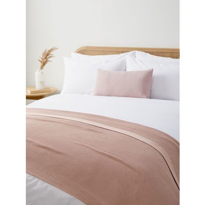 John Lewis Rye Plain Knit Throw Plaster | W140 X L190cm