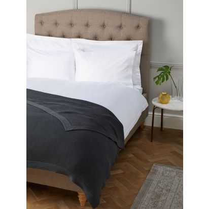 John Lewis Rye Plain Knit Throw Steel Marl | W140 X L190cm