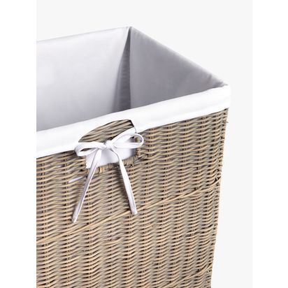 John Lewis Grey Rattan Laundry Basket Grey | H55 x W44 x D34cm