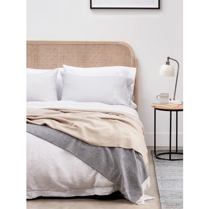 John Lewis Rattan Bed Frame, Double Oak | H102.5 x W151.5 x D209.5cm