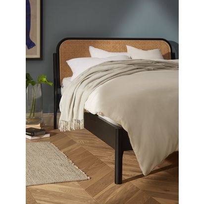 John Lewis Rattan Bed Frame, Double Black | H102.5cm * W151.5cm * D209.5cm