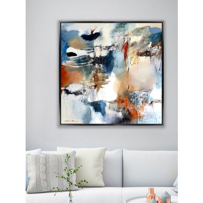 John Lewis Natasha Barnes 'Continuation' Framed Canvas Print, 106 x 106cm, Blue/Multi Blue/Multi | L106 x W106 x D3cm