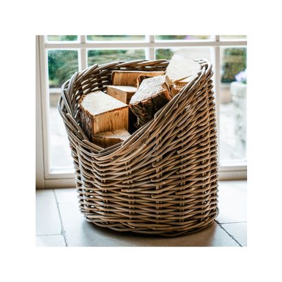 Ivyline Natural Wicker Log Basket, 42cm Natural Wicker | H40 x W42 x D42cm