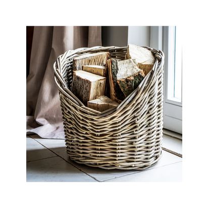 Ivyline Natural Wicker Log Basket, 42cm Natural Wicker | H40 x W42 x D42cm