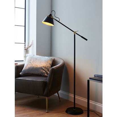 John Lewis Bureau Floor Lamp, Matt Black Matt Black | H145 x W25 x D57cm