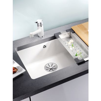 BLANCO Subline 500-U Single Bowl Undermounted Ceramic Kitchen Sink, White White