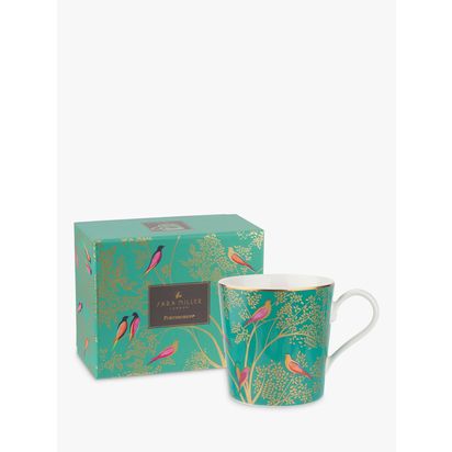 Sara Miller Chelsea Collection Birds Mug, 340ml, Green Green | H9 x W9cm