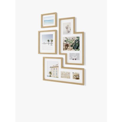 Umbra Mingle Gallery Wall Multi-aperture Photo Frame Set, 9 Photo Natural | 69.8 x 39 x 5.7cm