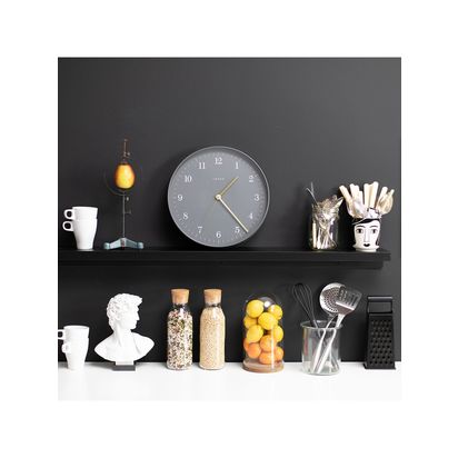 Jones Clocks Mag Analogue Wall Clock, 35cm, Grey Grey | D4.3 x Dia.35.5cm