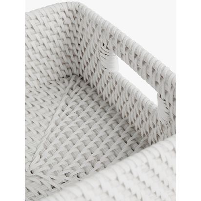 John Lewis Modern Country Rattan Shallow Basket White | H10 x W25 x D25cm