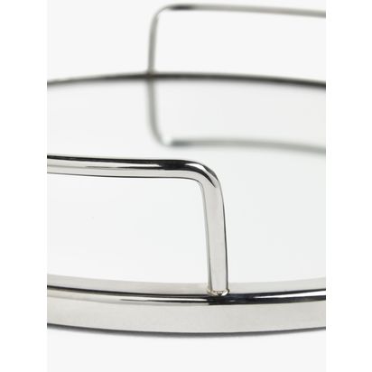 John Lewis Stainless Steel Round Mirror Tray, 35cm, Silver Silver | H5.5 x Dia.35cm