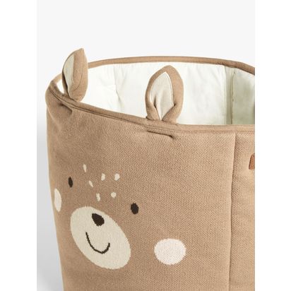 John Lewis Bear Knitted Storage Basket, Set of 2, Brown Brown Mid | H40 x W40 xD40cm