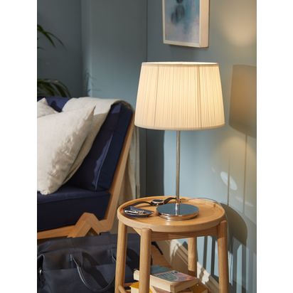 John Lewis Lymington Pleated Silk Tapered Lampshade White | H21 x W30.50 x D30.50cm