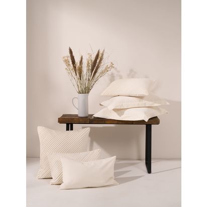Truly Pleated Rectangular Cushion, Cream