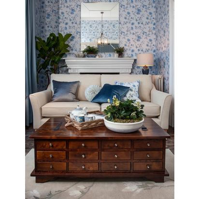 Laura Ashley Garrat 12 Drawer Coffee Table, Dark Brown Dark Brown | H42 x W118 x D66cm