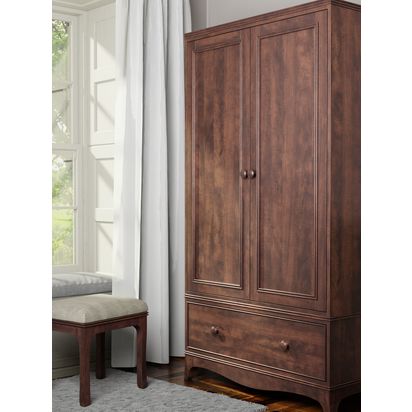 Laura Ashley Broughton Double Wardrobe, Dark Brown Brown | H199 x W107 x D65cm. Drawer depth: 59cm