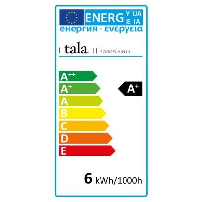 Tala 6W Porcelain III ES LED Dimmable Globe Bulb White | H17.5 x W8 x D17.5cm