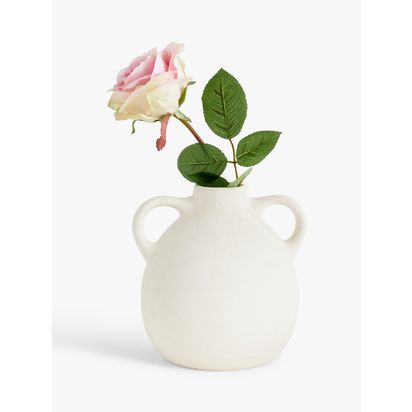 John Lewis Earthenware Vase with Handles, H17cm, Natural Natural | H17 x W15.5 x D17cm