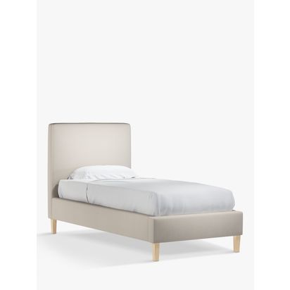 John Lewis Emily Child Compliant Upholstered Bed Frame, Single Cotton Effect Beige | H110 x W103 x D210cm