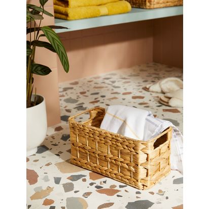 John Lewis ANYDAY Water Hyacinth Storage Basket Natural | H15 x W30 x D15cm