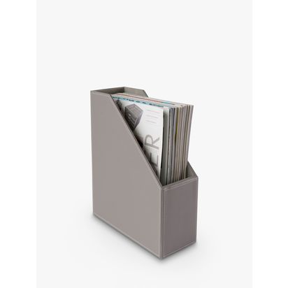 Osco Faux Leather Magazine Holder Grey | H31.8 x W10 x D25.5cm