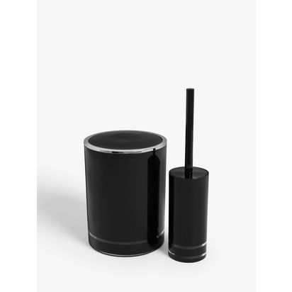 John Lewis Block Stripe Slimline Toilet Brush Black | H37 x Dia.8.3cm