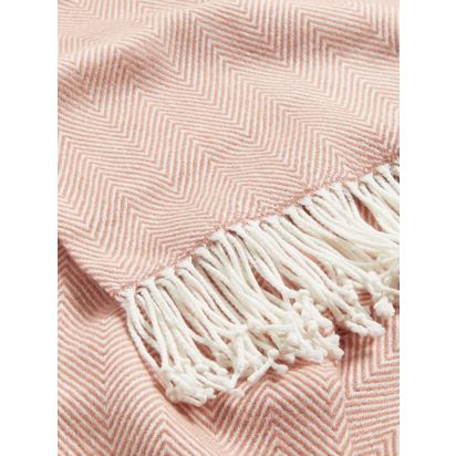John Lewis Herringbone Throw Tuscan Clay Pink | 150 x 200cm