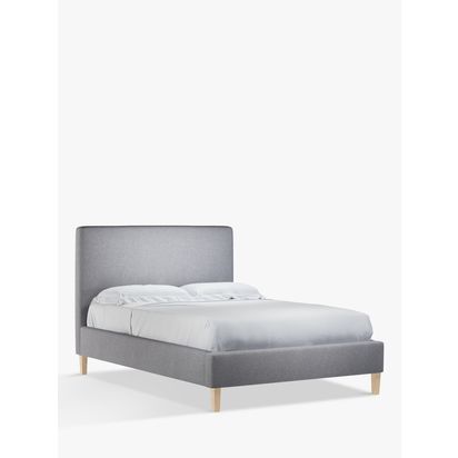 John Lewis Emily Upholstered Bed Frame, Double Brushed Tweed Grey | H110 x W149 x D210cm