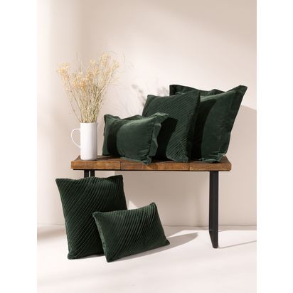 Truly Cotton Velvet Pleated Rectangular Cushion