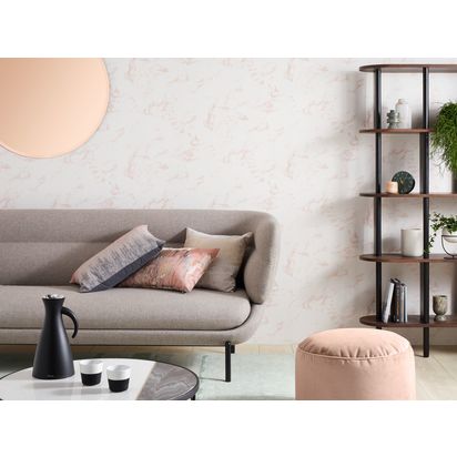 John Lewis Velvet Pouffe Pale Pink | H38 x W55cm